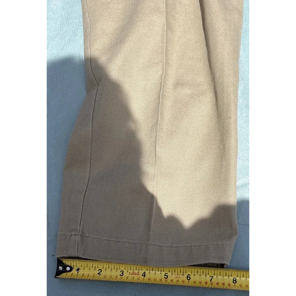 Dockers Khakis Mens 36x30 Tan Pleated Cotton Canvas Straight Leg Pants WPL 423